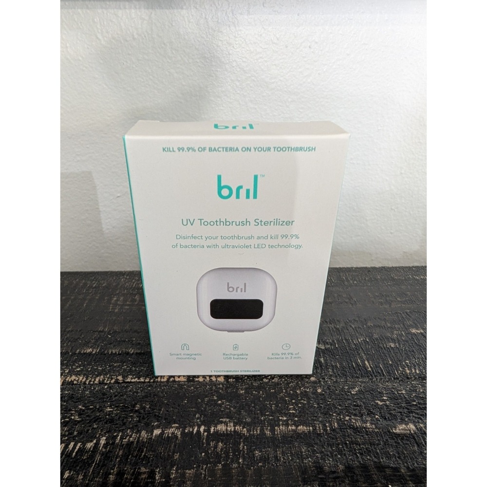 NEW Bril UV-C Toothbrush Sterilizer Sanitizer Rechargeable USB White